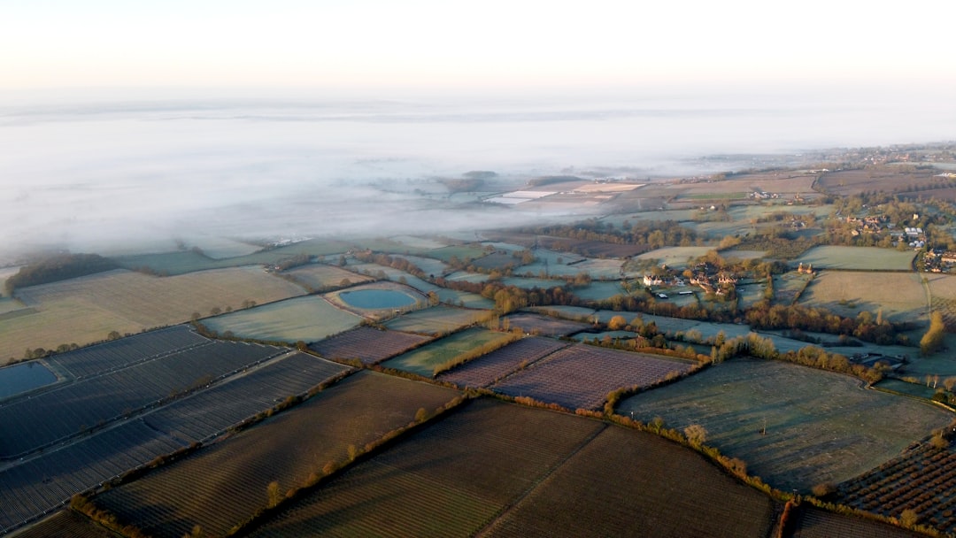 Morning mist across fields in Kent